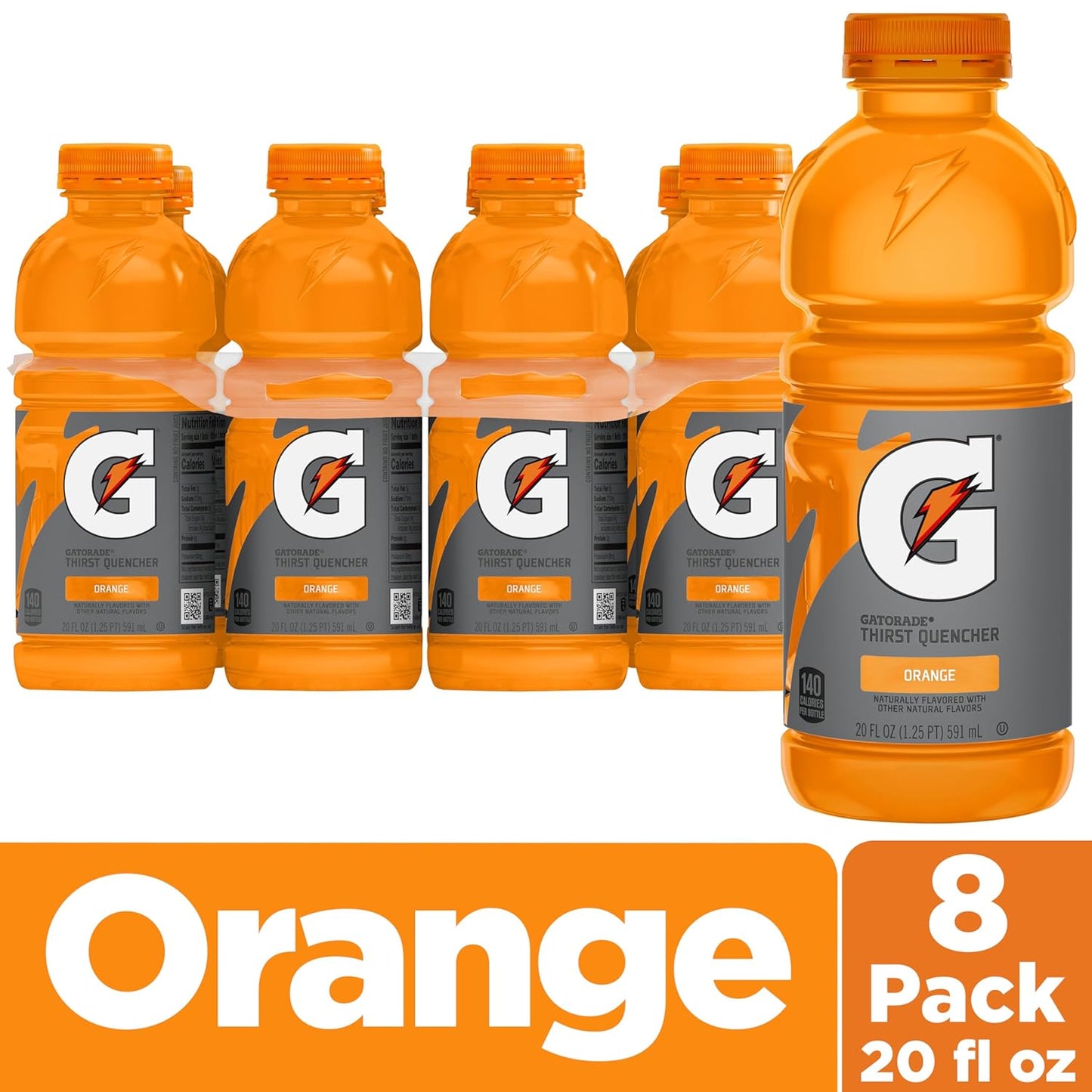 Gatorade G Zero Thirst Quencher, Orange, 20 fl oz - 8 Count