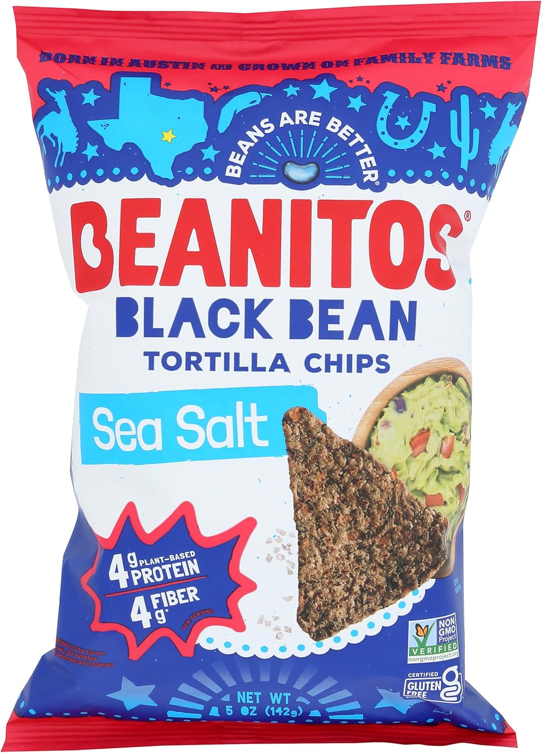 Beanitos Black Bean Tortilla Chips W/ Sea Salt 5oz bag (Case Pack of 6)