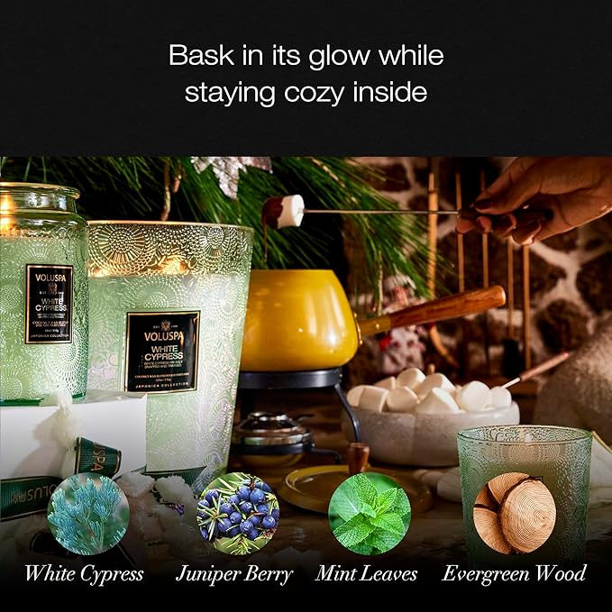 Voluspa White Cypress,Small Candle Jar, 5.5 Ounce,50 Hour Burn Time, & Coconut Wax for Clean Burning,,Handcrafted in the USA