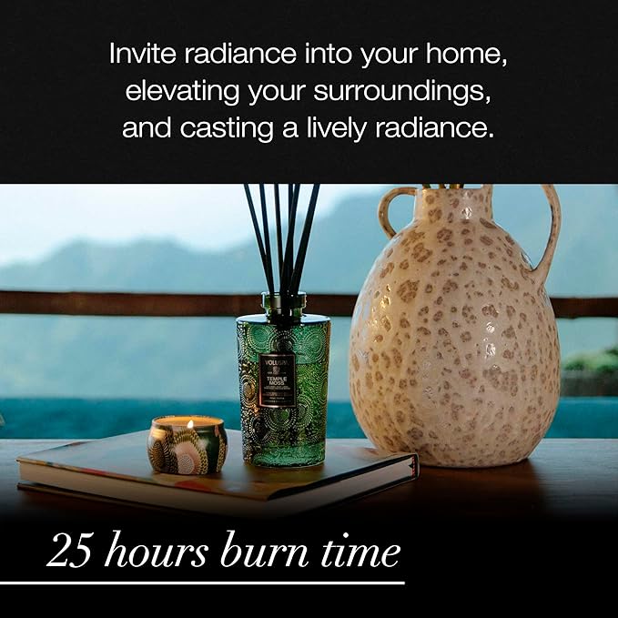 Voluspa Temple Moss, Mini Tin Candle, 4 oz, 25 Hour Burn Time, Coconut Wax Candle for The Home, Handcrafted in The USA