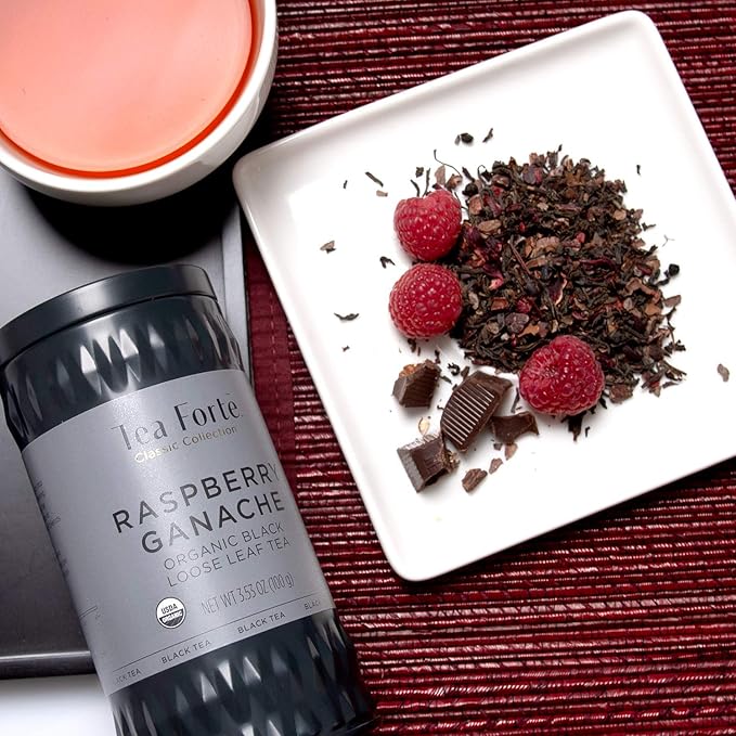 Organic Raspberry Ganache Black Loose Leaf Tea by Tea Forte, 3.53 oz