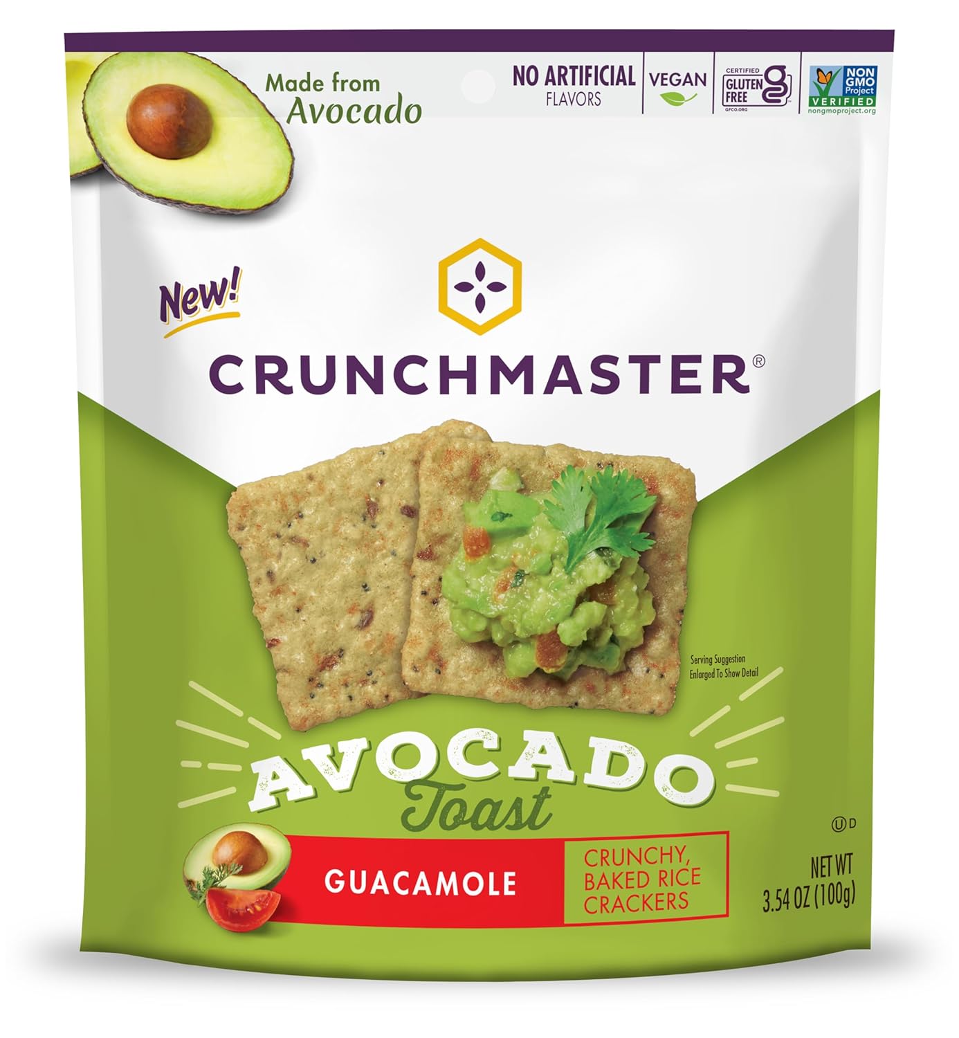 CrunchMaster Avocado, Salt and Pepper Toast Crackers 3.54 oz Bag (Case pack of 12)