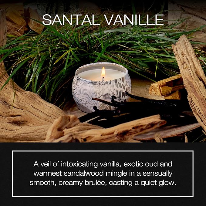 VOLUSPA Santal Vanille Tin Candle 4oz (113g) Coconut Wax Blend
