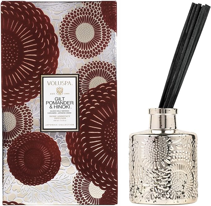 Voluspa Gilt Pomander & Hinoki Holiday Home Ambience Diffuser 3.4