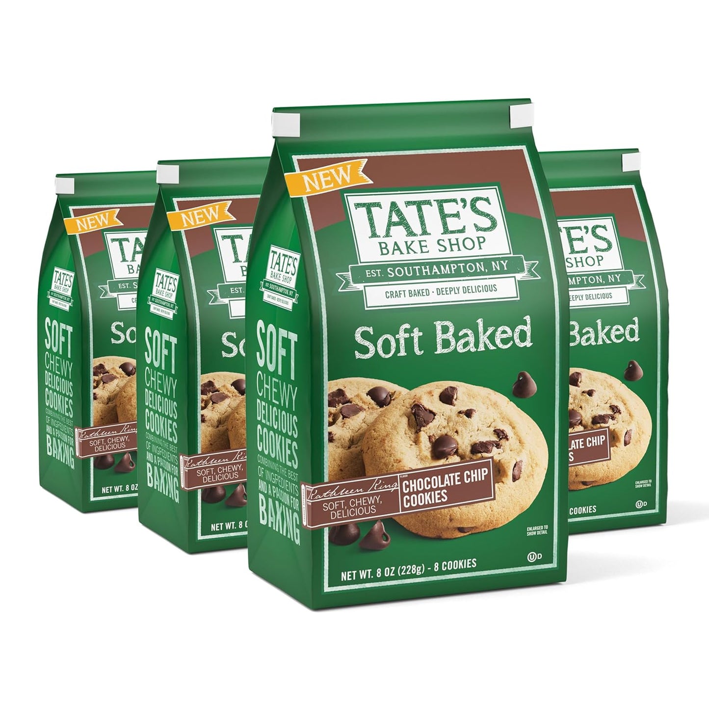 Tates Soft Baked Chocolate Chip Cookies 8 oz Bags (Case Pack of 4)