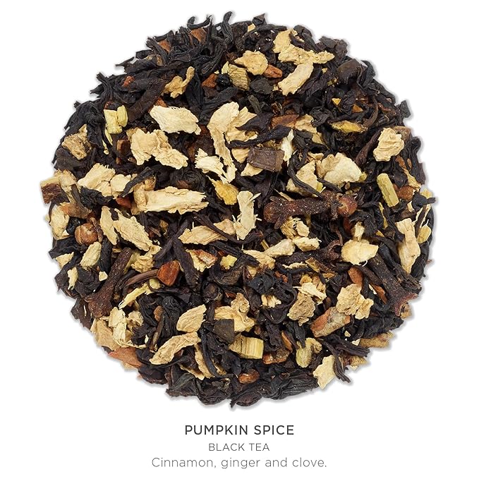 Tea Forte Pumpkin Spice Organic Black Tea Petite Presentation Box Tea Samplers, 10 Handcrafted Pyramid Tea Infusers