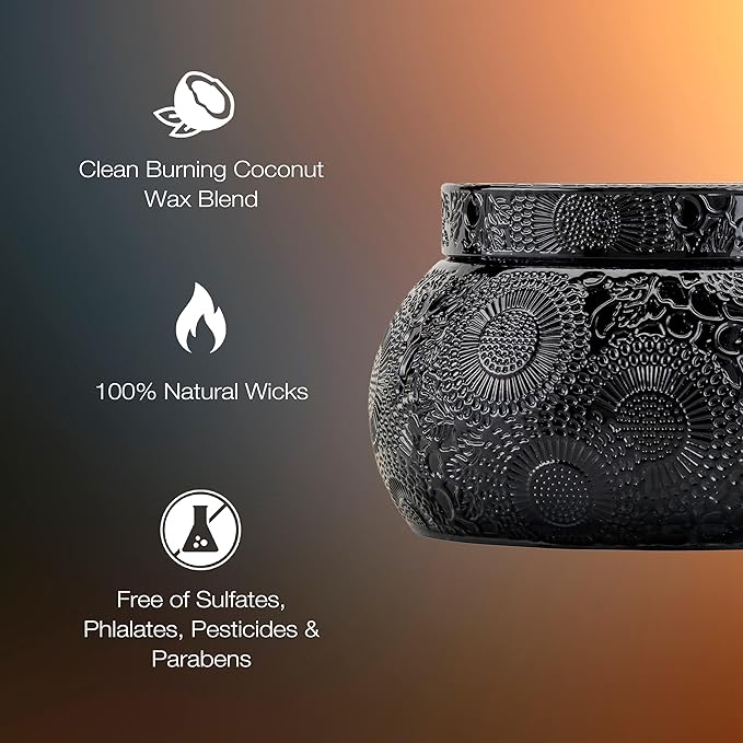 Voluspa Moso Bamboo, Glass Chawan Bowl Candle, 14 ounce, 50 Hour Burn Time, Coconut Wax for Clean Burning, Handcrafted in the USA
