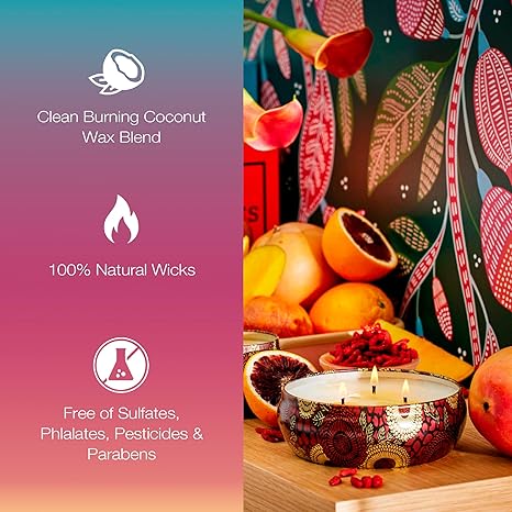 3 Wick Tin Candle - Goji Tarocco Orange by Voluspa for Unisex - 12 oz Candle