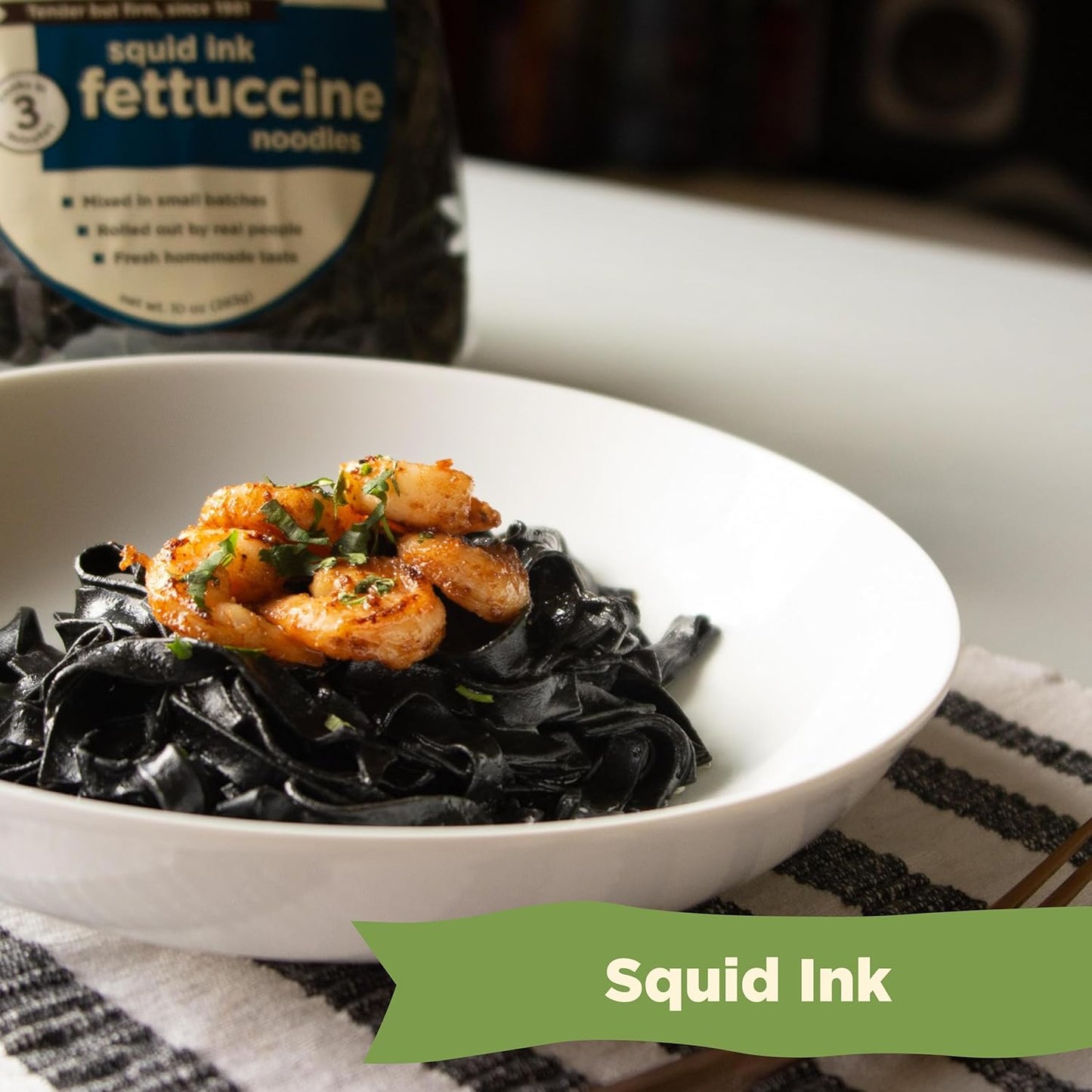 Al Dente Squid Ink Fettuccine Pasta, 10-Ounce Bag (Pack of 6)