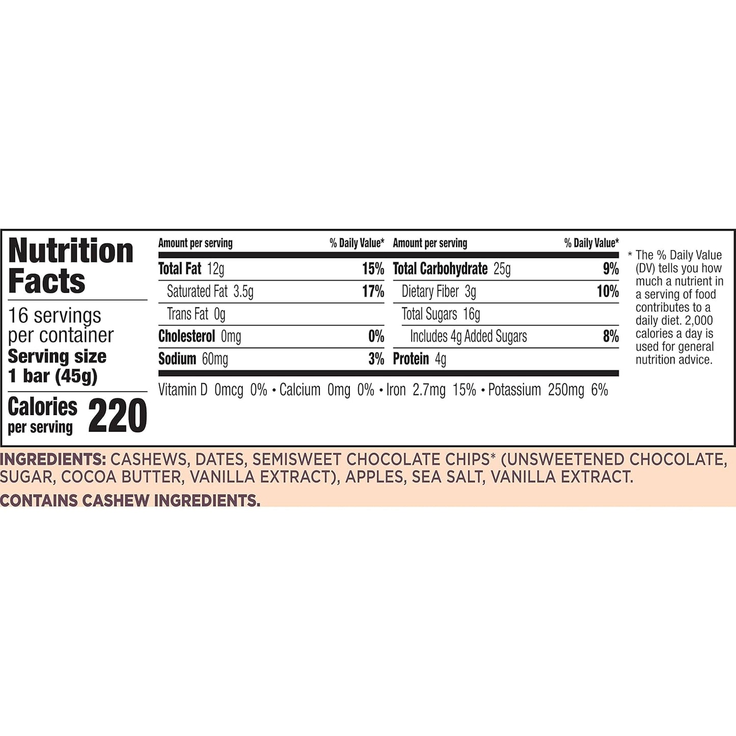 Larabar Chocolate Chip Cookie Dough (8 Bars) 12.8OZ