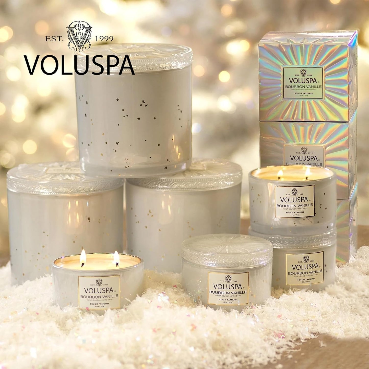 Voluspa Bourbon Vanille, Grande Maison 3 Wick Glass Candle, 36 Ounces, 100 Hour Burn Time, Coconut Wax for Clean Burning, Handcrafted in The USA