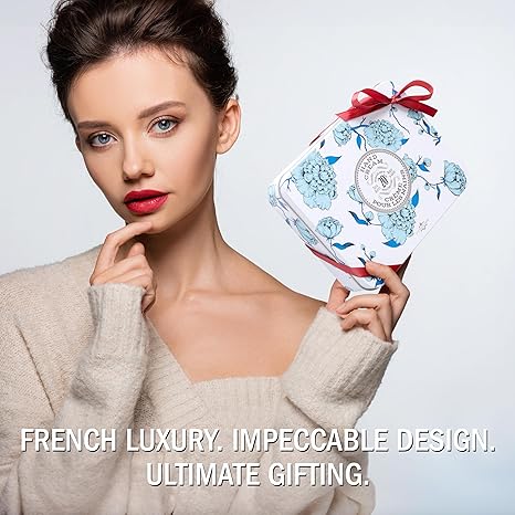 La Chatelaine Hand Cream Trio Tin Gift Set | Mother's Day | Ready-To-Gift Decorative Tin | Plant-Based | Made in France with 20% Organic Shea Butter (Amber Cashmere, Coconut Milk, Lychee Bil