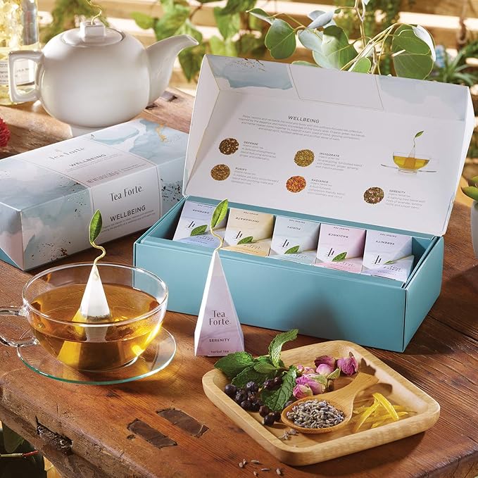 Tea Forte Wellbeing Organic Wellness Petite Presentation Box Sampler/10