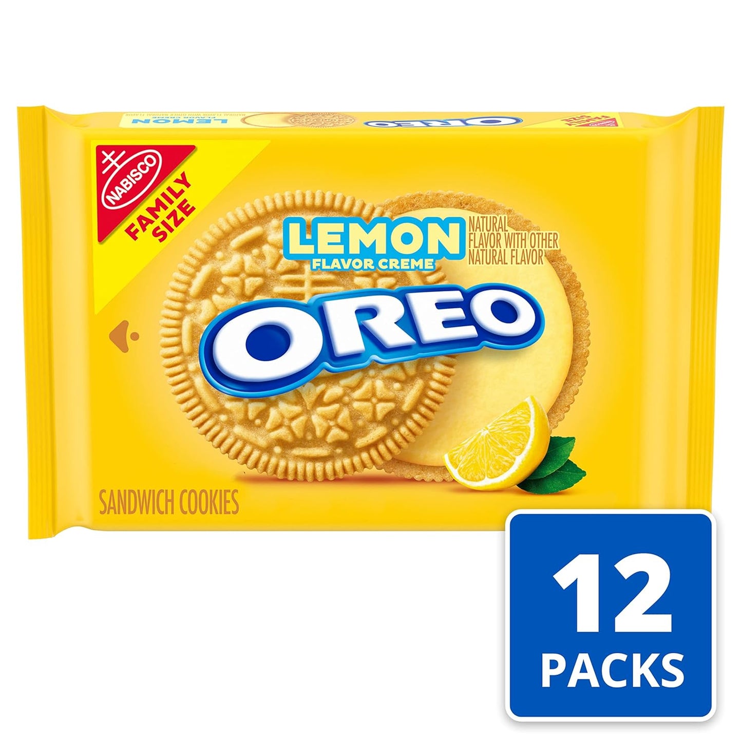 Nabisco Golden Lemon Creme Oreo Cookies 1 lb Bag (Case Pack of 12)
