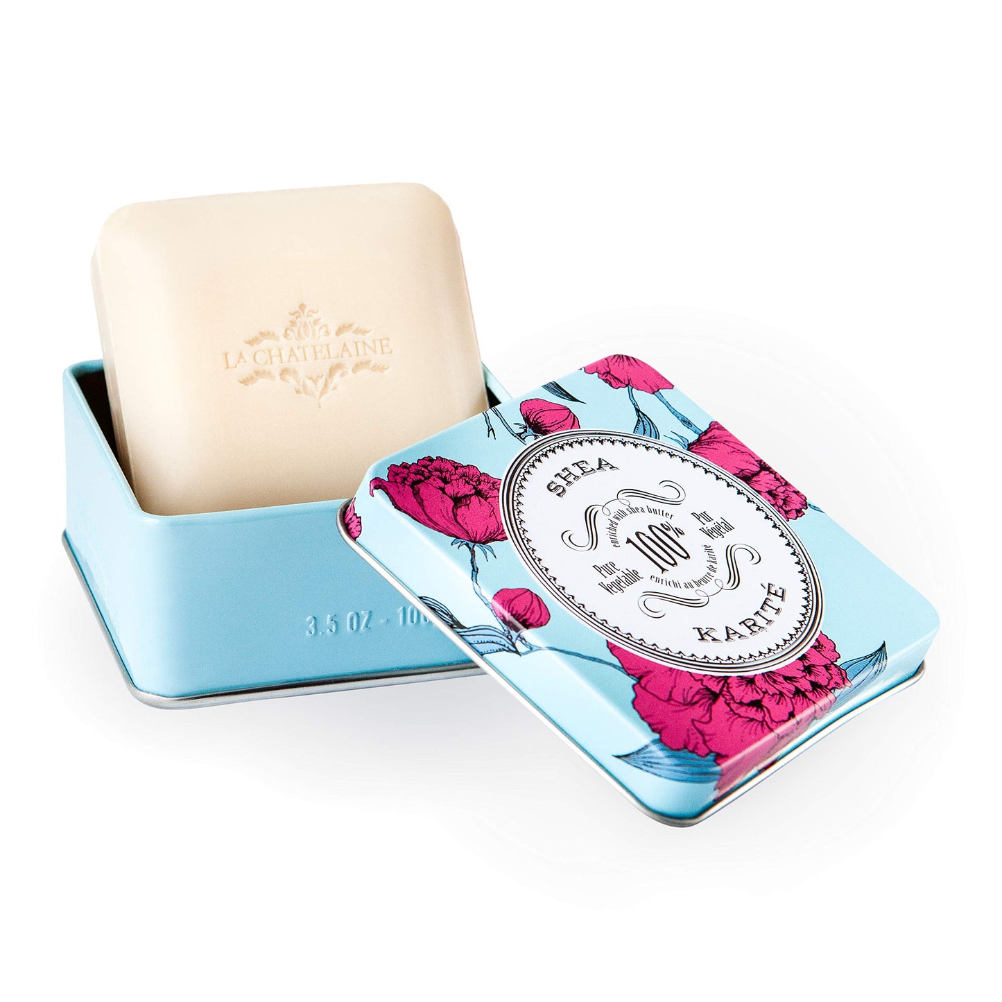 La Chatelaine Luxury Travel Soap Collection, Set of 4: Plant-Based, Made in France with Organic Shea Butter, featuring 2 Shea Hand Creams, 2 shea soaps, & 2 Travel Tins