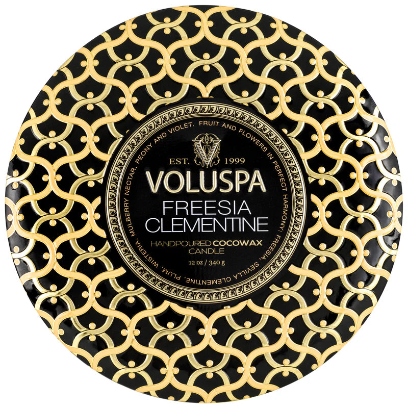 Voluspa 3 Wick Decorative Tin Candle - Freesia Clementine 340g Home Scent