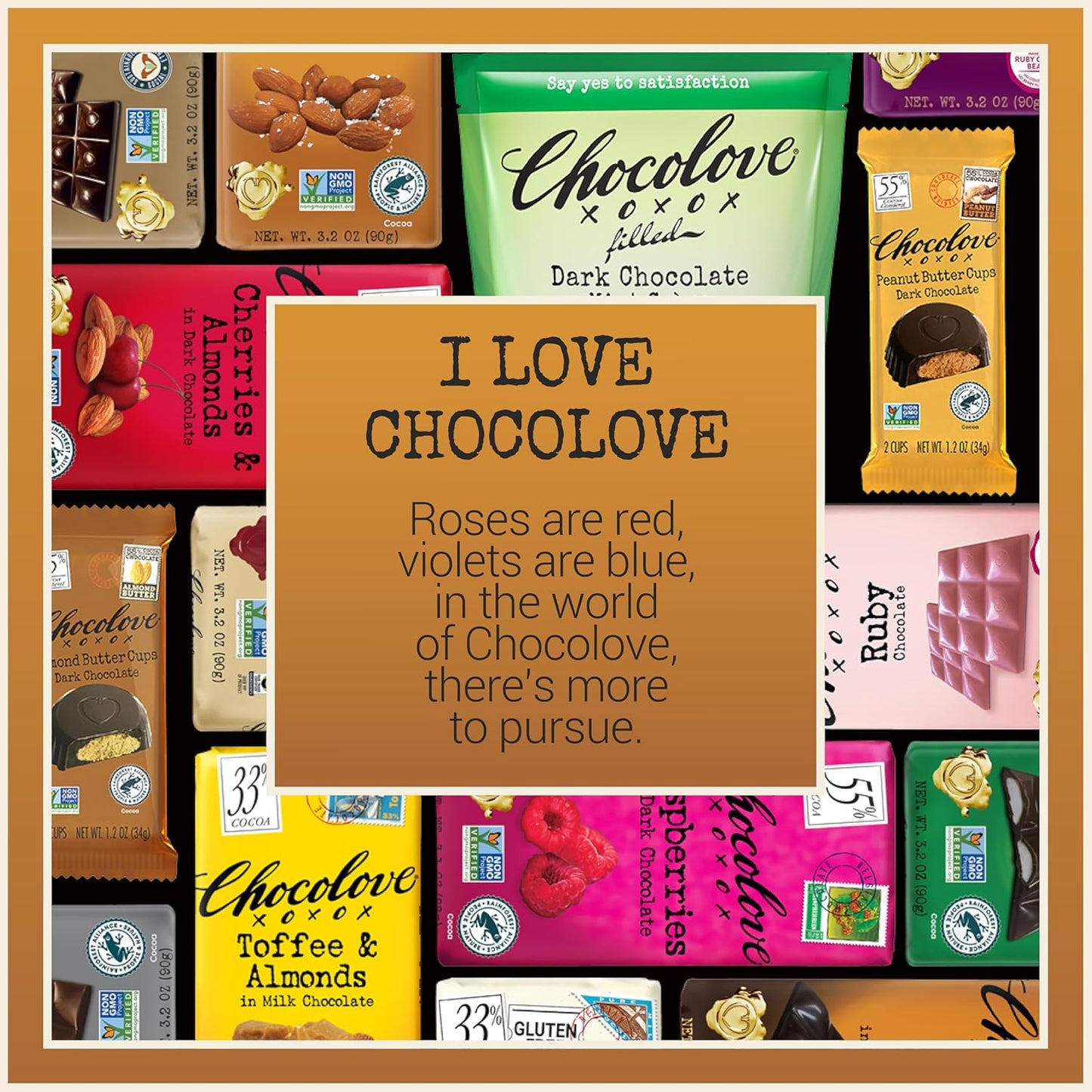 Chocolove Almonds & Sea Salt Dark Chocolate Bars | 55% Cocoa | Crunchy Almonds with a Salty Twist | Premium Belgian Dark Chocolate | Non-GMO & Gluten-Free, 3.2 oz Bar (12 Pack)