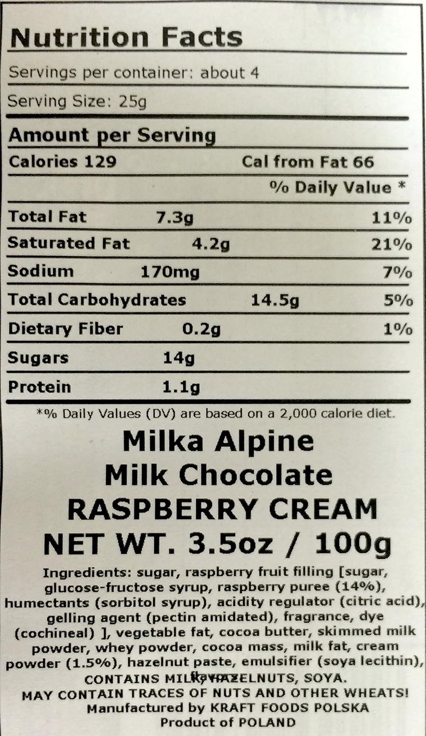 Milka Raspberry Cream Chocolate Bar 100 g ( Pack of 10)