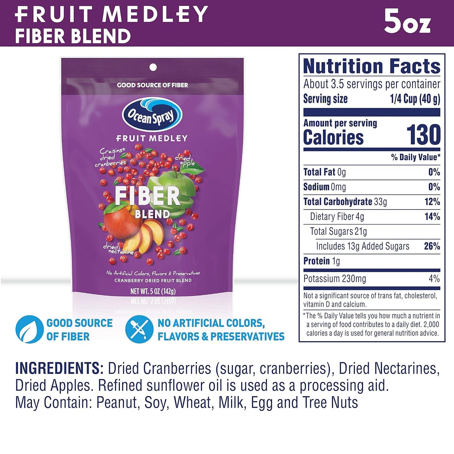 Ocean Spray Fruit Medley Fiber Blend, 5 oz (case pack of 12)