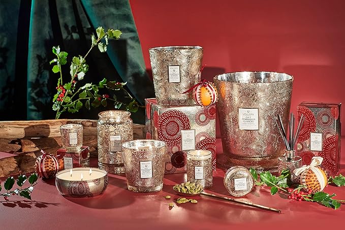 Voluspa Gilt Pomander & Hinoki Candle | Mini Tin | 4 Oz. | 25 Hour Burn Time | Coconut Wax for Clean Burning
