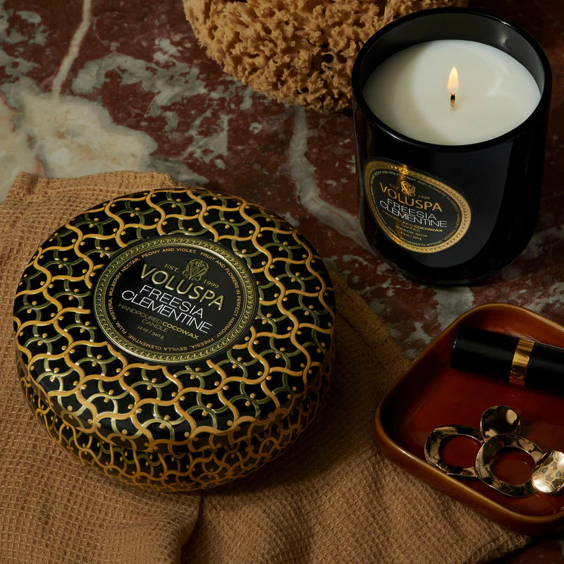 Voluspa 3 Wick Decorative Tin Candle - Freesia Clementine 340g Home Scent