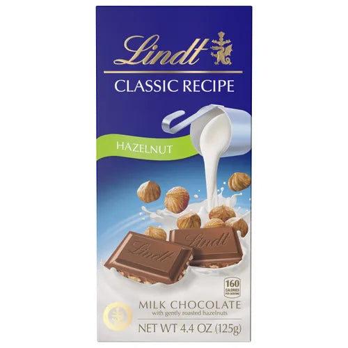 Lindt Classic Recipe Milk Chocolate Hazelnut 4.4 oz bar(Case Pack of 12)