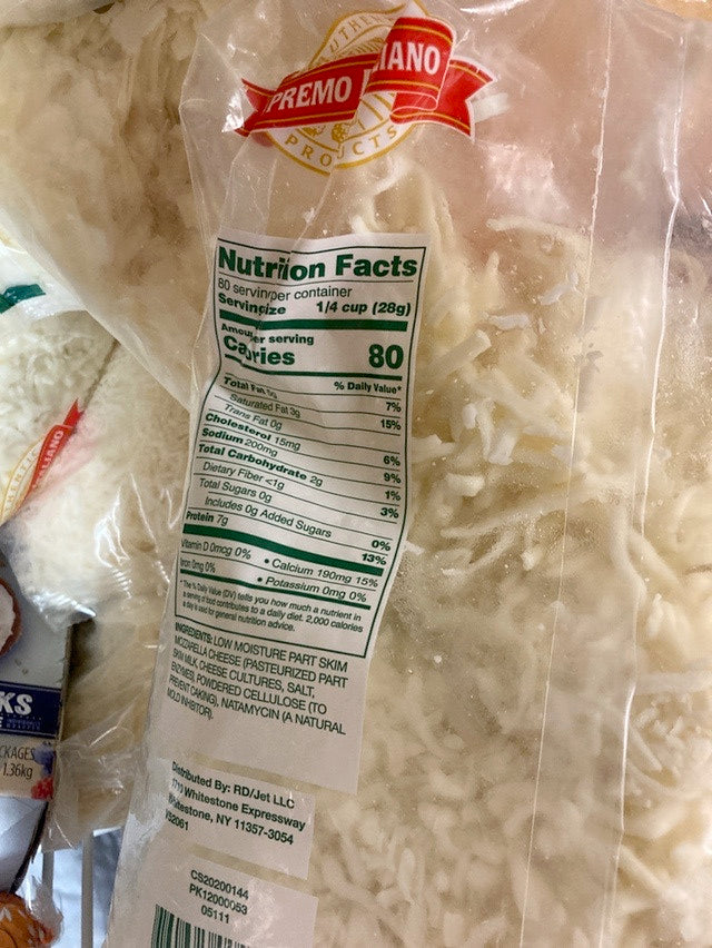 Supremo Italiano Shredded Low-Moisture Part skim Mozzarella Cheese 5 lb