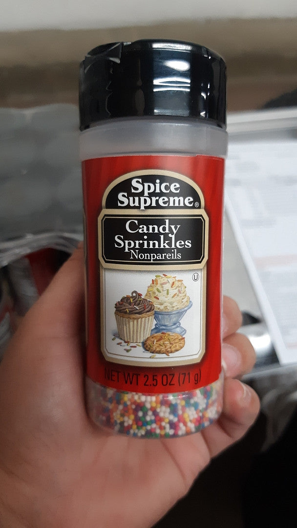 Spice Supreme Candy Sprinkles, nonpareils, 2.5-oz. plastic shaker
