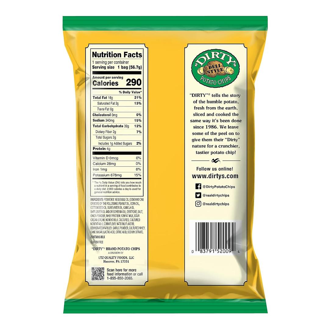 Dirty Kettle Chips, Sour Cream & Onion, 2 Ounce (Pack of 25)