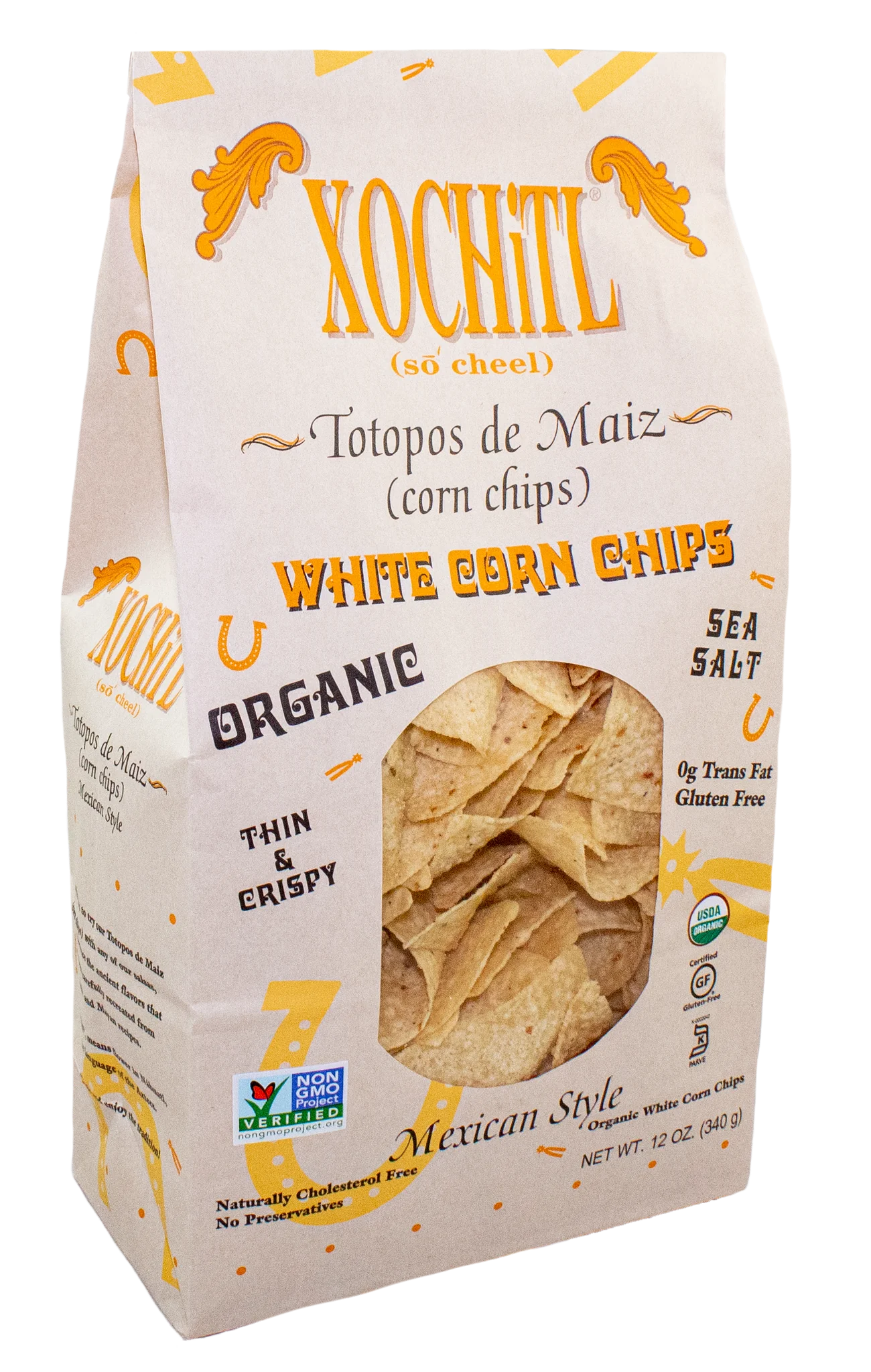 Xochit Organic White Corn Chips 12 oz bag (Case Pack of 10)