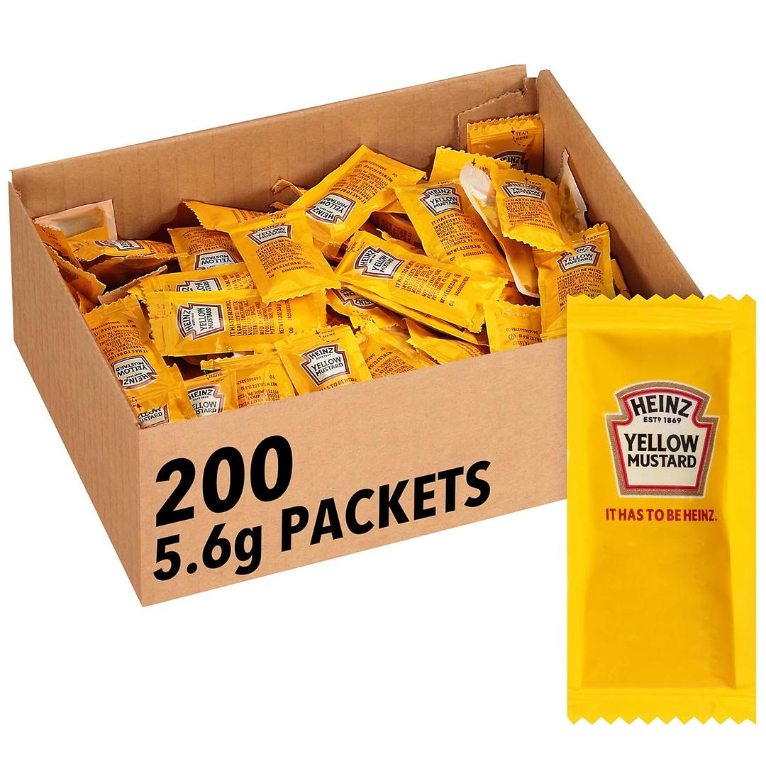 Heinz Yellow Mustard Packets 0.2 oz Pack of 200