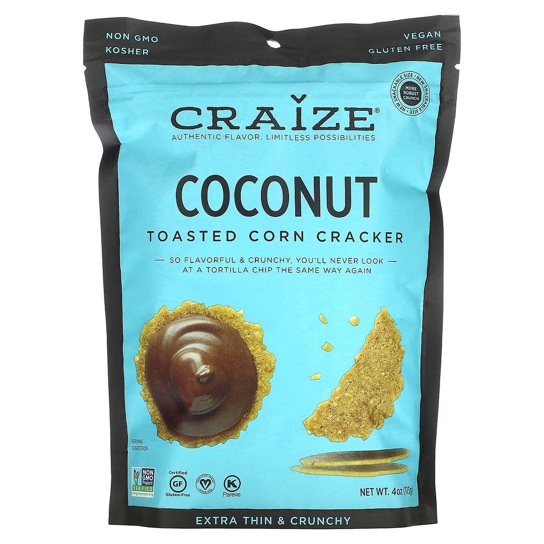 Craize Coconut Toasted Snack Crackers 4 oz bag Pack of 6