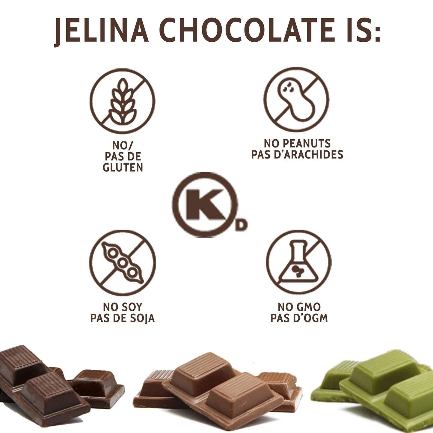 Jelina Chocolatier Dark Chocolate with Cocoa Nibs 8 pack
