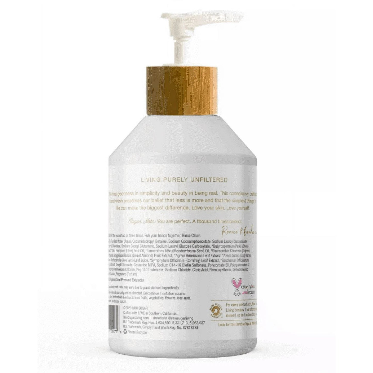 Raw Sugar Simply Hand Wash Sensitive Skin Almond Milk Agave Oatmeal 16.9 oz