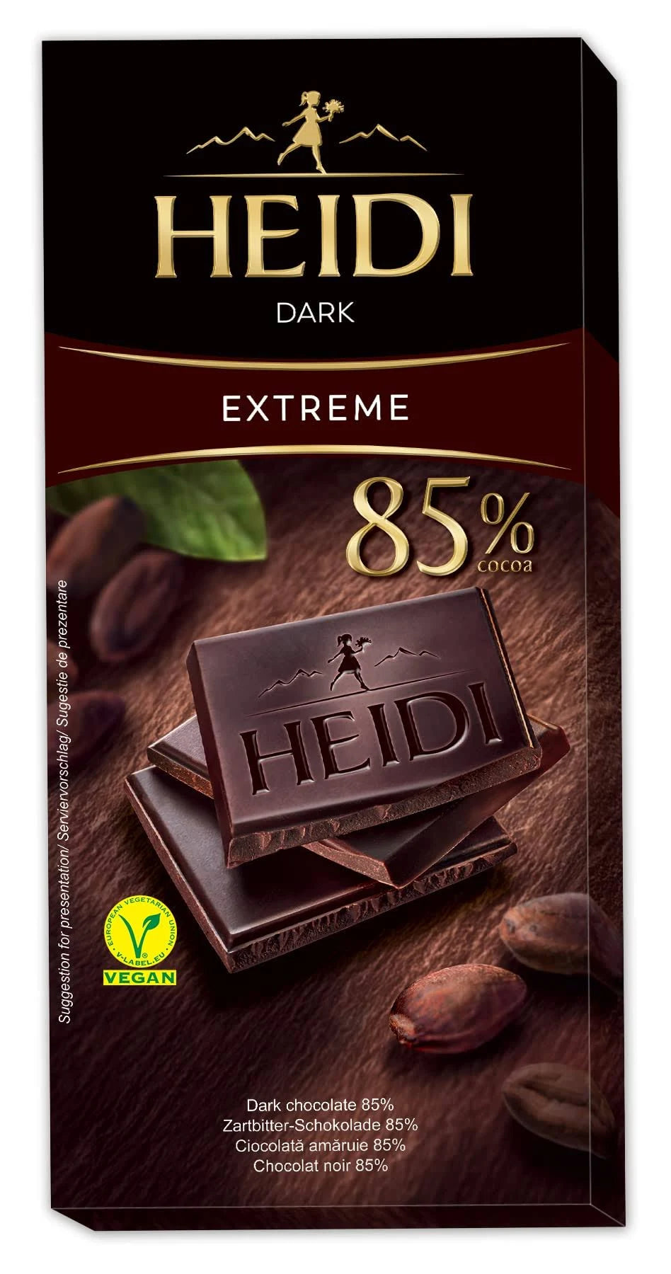 Heidi Chocolate Extreme Dark 85% Cocoa 2.82 oz Pack of 12