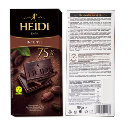 Heidi Chocolate Intense Dark 75% Cocoa 2.82 oz (12-pack)