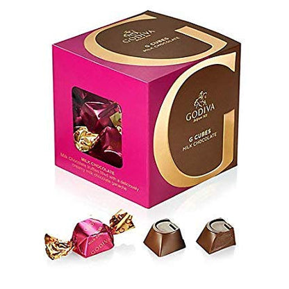 The Classic Milk Chocolate G Cube Gift Box includes 22 milk chocolate truffles
