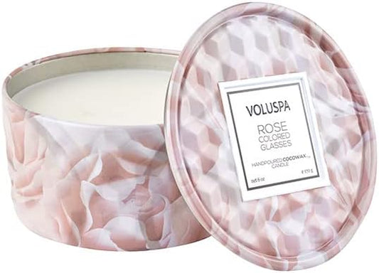 Rose Colored Glasses - 2 Wick Tin Candle Rose Colored Glasses