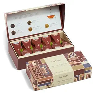 Tea Forte Frank Lloyd Wright Petite Presentation Box Tea Gift Set Sampler, 10 Count, 2 of Each Variety Individually Wrapped Handcrafted Pyramid Infuser Bags