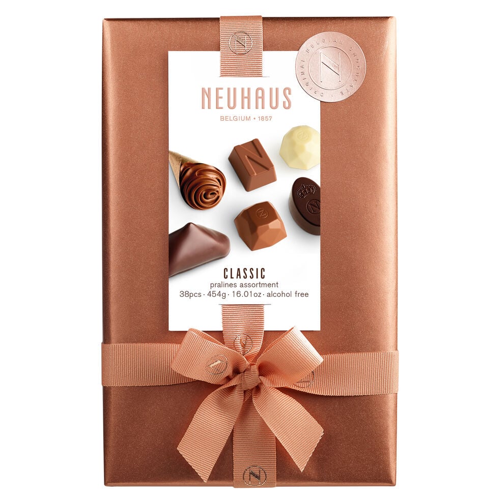 Neuhaus Belgian Chocolate Classic Ballotin 1 Lb Assorted Chocolates - 38 Pieces Assorted Milk, White & Dark Chocolate Pralines – Gift Box for Chocolate Lovers