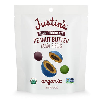 Justin's Dark Chocolate Organic Peanut Candy Pieces 4.5 oz. Bag (Case pack of 6)