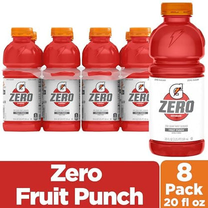 Gatorade G Zero Thirst Quencher Fruit Punch, 20 fl oz - 8 Count