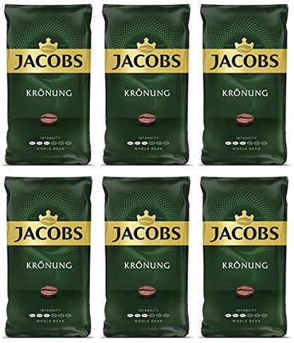 Jacobs Kronung Whole Bean Coffee 500 Gram / 17.6 Ounce (Pack of 6)