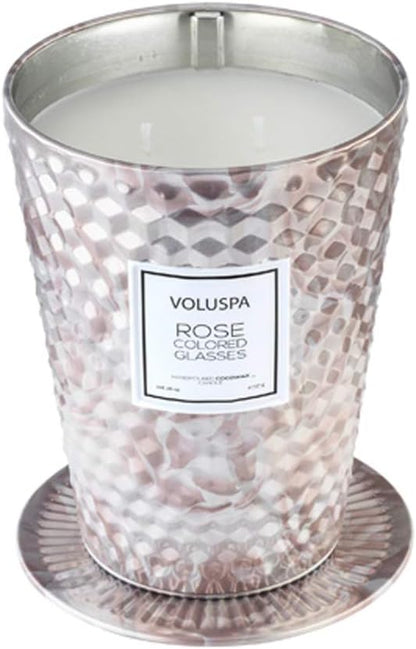 Voluspa Rose Colored Glasses 2 Wick Table Tin Candle, 26 Ounces