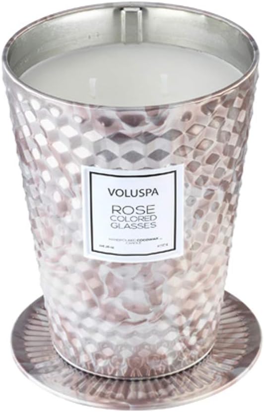 Voluspa Rose Colored Glasses 2 Wick Table Tin Candle, 26 Ounces