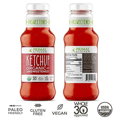 Primal Kitchen Organic Ketchup Unsweetened & Spicy - Pack of 3