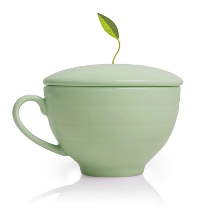 TEA FORTE Fleur Gift Set - Tea Cup, Cover, Tray, 10 Handcrafted Pyramid Teas