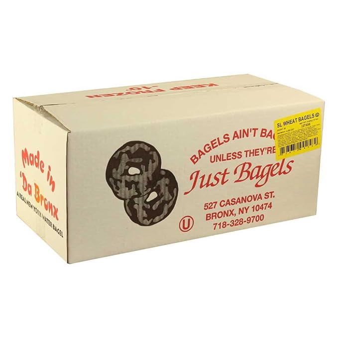 Just Bagels Sliced Whole Wheat Bagel, 4 Ounce - 48 per case.