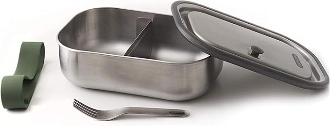 Black+Blum Stainless-steel Lunch Box | Leak-proof Oven Safe Plastic Free Meal Prep Lunch Food Container, Olive, 1000ml / 34 fl oz