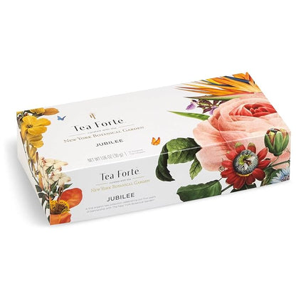Tea Forte, Jubilee Petite Presentation Sampler Gift Box, Pyramid Infusers With Organic Loose Leaf, Green, Black, White, Herbal Assorted Tea, 1 Count